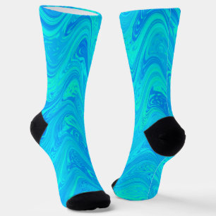 Marmoriertes Blau Grün Muster Socken