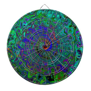 Marmoriertes Blau und Aquamarin abstrakt Retro-Swi Dartscheibe