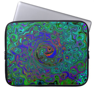 Marmoriertes Blau und Aquamarin abstrakt retro Swi Laptopschutzhülle
