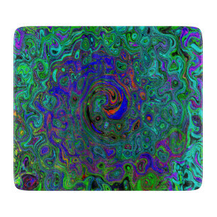 Marmoriertes Blau und Aquamarin abstrakt Retro-Swi Schneidebrett