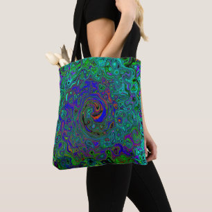 Marmoriertes Blau und Aquamarin abstrakt retro Swi Tasche