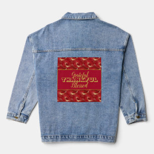 Marmoriertes "Dankbar, Erkenntlich, Gesegnet" Rotg Jeansjacke