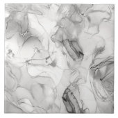 Marmoriertes Marmor-Abstraktmuster Hell B&W ID705c Fliese (Vorderseite)