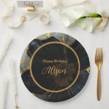 Marmoriertes Schwarz-Gold Geburtstag