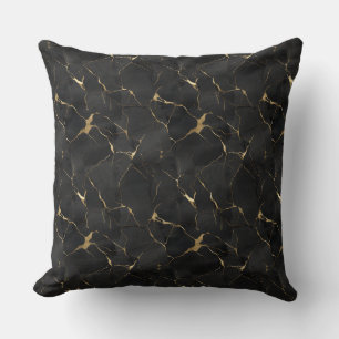 Marmoriertes Schwarz & Gold Luxus Kissen
