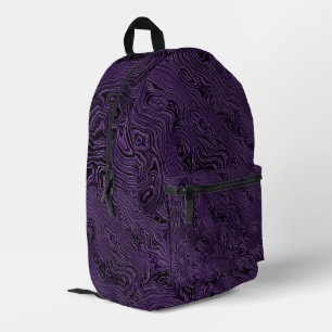 Marmoriertes Seiden-Moire-Muster in Lila Traube Bedruckter Rucksack