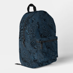 Marmoriertes Seiden-Moiredesign in tiefem Blau Bedruckter Rucksack