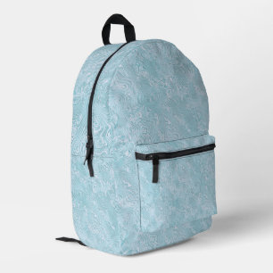 Marmoriertes Seiden-Moiree-Muster in Hellblau Bedruckter Rucksack