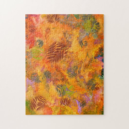 Marmorierung Herbstblätter im Oktober - schwierig Puzzle (Vertikal)