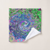 Marmorkalkgrün und Lila Abstrakter Retrowirbel Badhandtuch Set (Waschlappen)