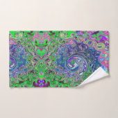 Marmorkalkgrün und Lila Abstrakter Retrowirbel Badhandtuch Set (Handtuch)