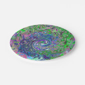 Marmorkalkgrün und Lila Abstrakter Retrowirbel Pappteller (Schrägansicht)