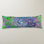 Marmorkalkgrün und Lila Abstrakter Retrowirbel Seitenschläferkissen (Rückseite)