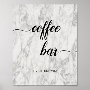 Marmorkalligrafie Script Coffee Bar Wedding Sign Poster