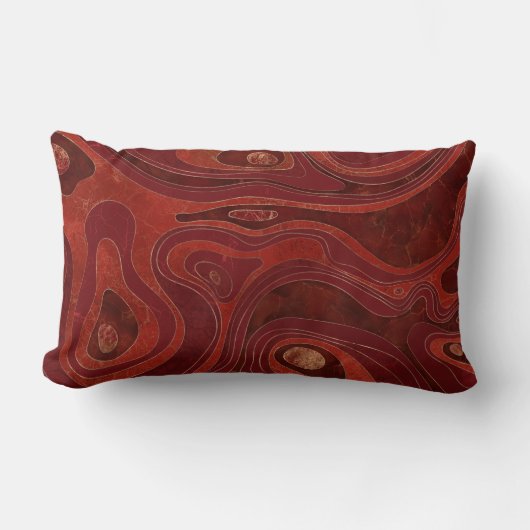 Marmorkarte - Tiefe Reds und Gold Lendenkissen (Vorderseite)