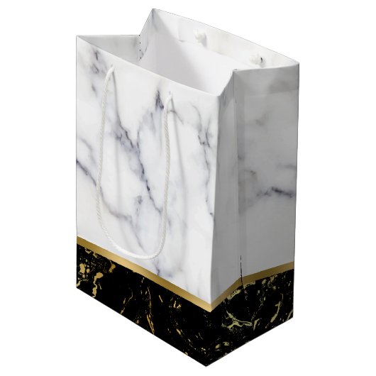 Marmorkombination aus weißem und schwarzem Imitat Mittlere Geschenktüte