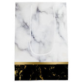 Marmorkombination aus weißem und schwarzem Imitat Mittlere Geschenktüte (Rückseite)