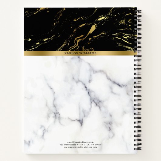 Marmorkombination aus weißem und schwarzem Imitat Notizblock (Rückseite)