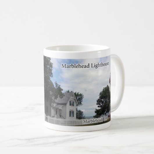 Marmorkopf-Leuchtturm-Tasse Kaffeetasse (VorderseiteRechts)