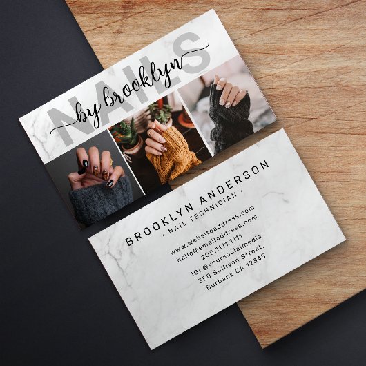 Marmorkunst Foto Typografie Nail Artist Visitenkarte