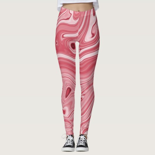 Marmorkunst: Rote Abstrakte Eleganz. Leggings (Vorderseite)