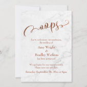 Marmorkupfer Hochzeit verzögert "Oops!" Aktualisie Einladung (Vorderseite)