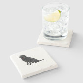 Marmorküste aus schwarzem Lab - Name des benutzerd Steinuntersetzer (Seitenansicht)