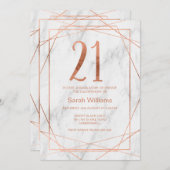 Marmorlinie Art 21. Geburtstagsfeier Einladung (Vorne/Hinten)