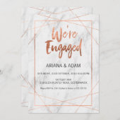 Marmorlinie Kunst-Rosen-GoldVerlobungs-Einladung Einladung (Vorne/Hinten)