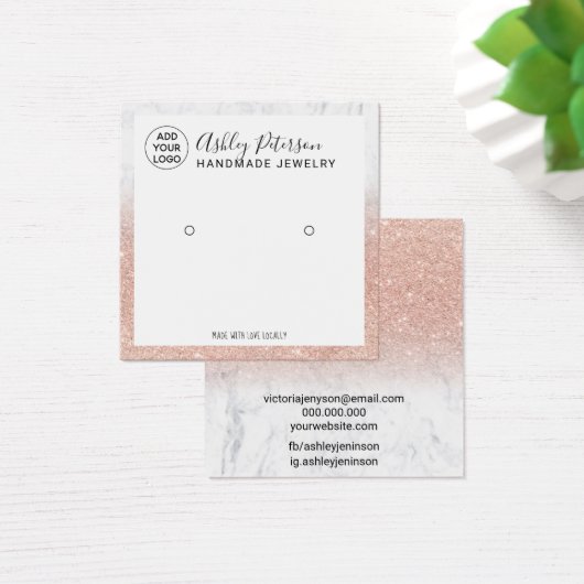 Marmorlogo Rose Gold Glitzer Ohrring-Anzeige (Schreibtisch)