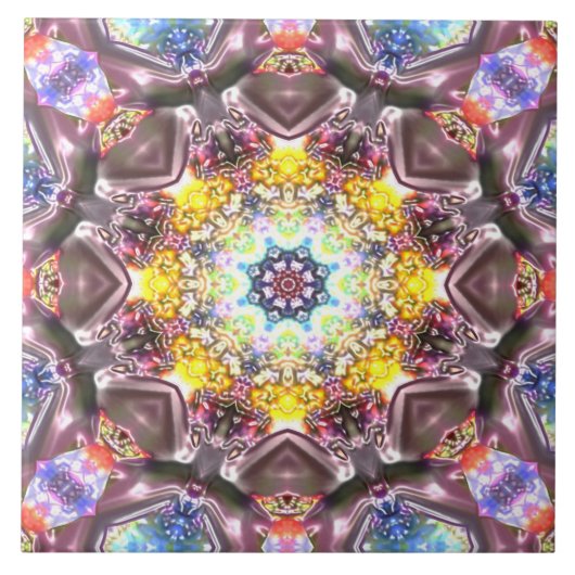 Marmormandala in Relief farbenfroh blumengeschmück Fliese (Vorderseite)