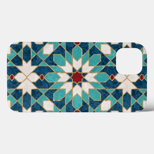 Marmormarmor, marokkanisches Mosaik, Aquamarin  Case-Mate iPhone Hülle (Rückseite (Horizontal))