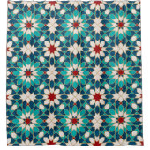 Marmormarmor, marokkanisches Mosaik, Aquamarin Duschvorhang (Vorderseite)