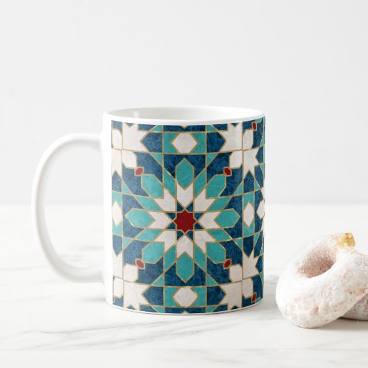Marmormarmor, marokkanisches Mosaik, Aquamarin Kaffeetasse (Mit Donut)