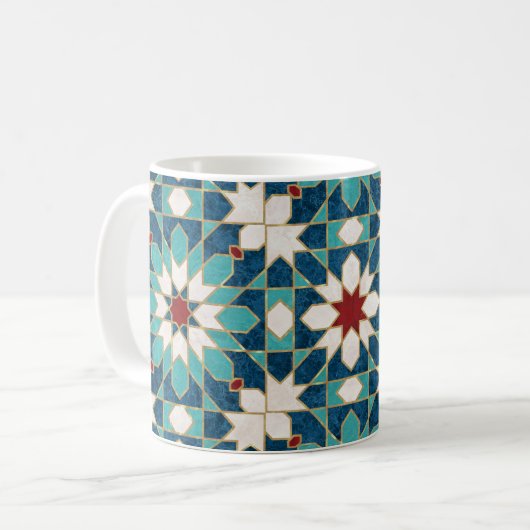 Marmormarmor, marokkanisches Mosaik, Aquamarin Kaffeetasse (Vorderseite Links)