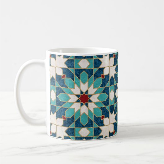 Marmormarmor, marokkanisches Mosaik, Aquamarin Kaffeetasse (Links)