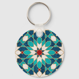 Marmormarmor, marokkanisches Mosaik, Aquamarin Schlüsselanhänger