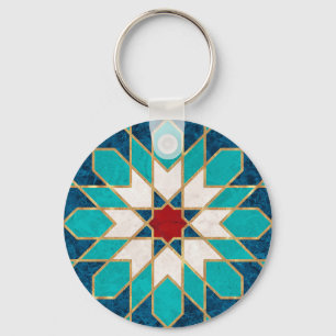 Marmormarmor, marokkanisches Mosaik, Aquamarin Schlüsselanhänger