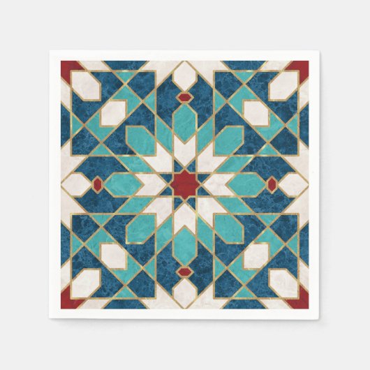 Marmormarmor, marokkanisches Mosaik, Aquamarin Serviette (Vorderseite)