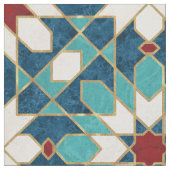 Marmormarmor, marokkanisches Mosaik, Aquamarin Stoff (Nahaufnahme)