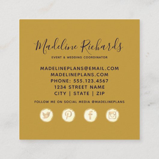 Marmormarmormor Agate Gilded Quadratische Visitenkarte (Rückseite)