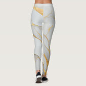 Marmormatte aus weißem und goldfarbenem Foil Leggings (Rückseite)