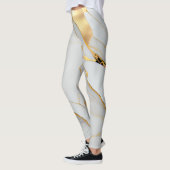 Marmormatte aus weißem und goldfarbenem Foil Leggings (Links)