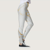 Marmormatte aus weißem und goldfarbenem Foil Leggings (Rechts)