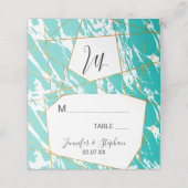 Marmormeere Aquamarine geometrische Platzkarten (Außenseite Aufgefaltet)
