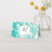 Marmormeere Aquamarine geometrische Platzkarten (Rückseite)