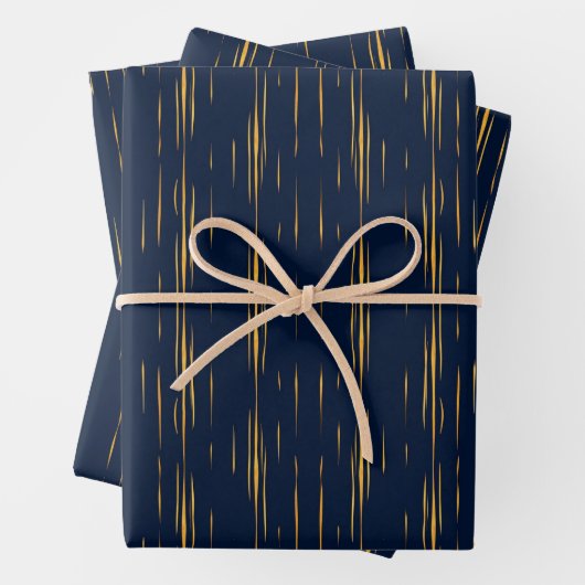 Marmormetall Gold Pinstripes gegen Navy Blue Geschenkpapier Set (Beispiel)