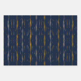 Marmormetall Gold Pinstripes gegen Navy Blue Geschenkpapier Set