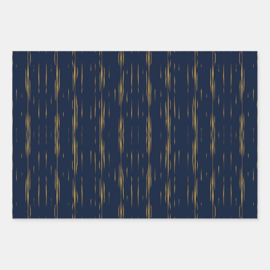 Marmormetall Gold Pinstripes gegen Navy Blue Geschenkpapier Set (Vorderseite)