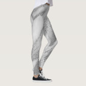 Marmorminimale Abstrakte Metallic Silver Gray Lux Leggings (Rechts)